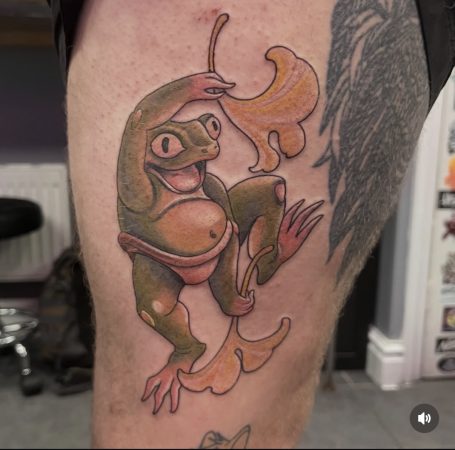 Japanese style colour custom  tattoo done at black bones custom tattoos in Warrington 